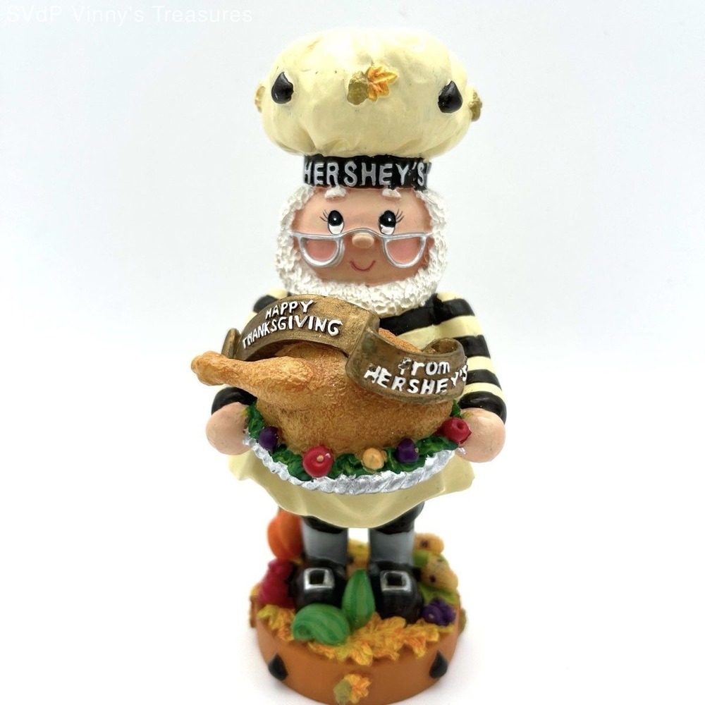 Hershey's Collectible Thanksgiving Figurine 1999 Chef With Turkey 6 Inch